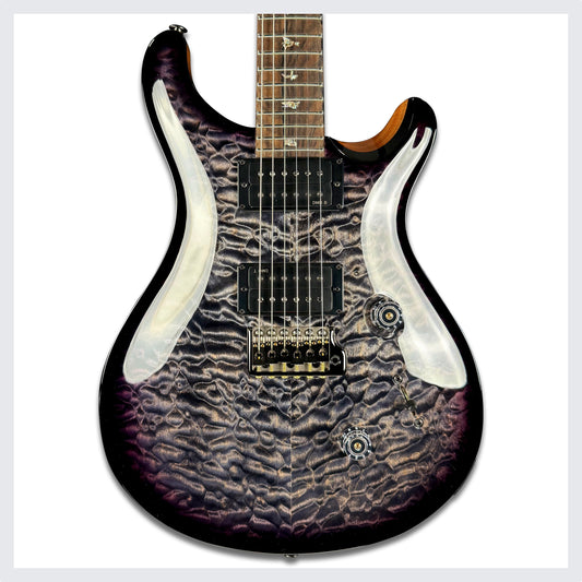 PRS Custom 24 "10 Top" Wood Library Quilt | Charcoal Purple Smokeburst Natural Back