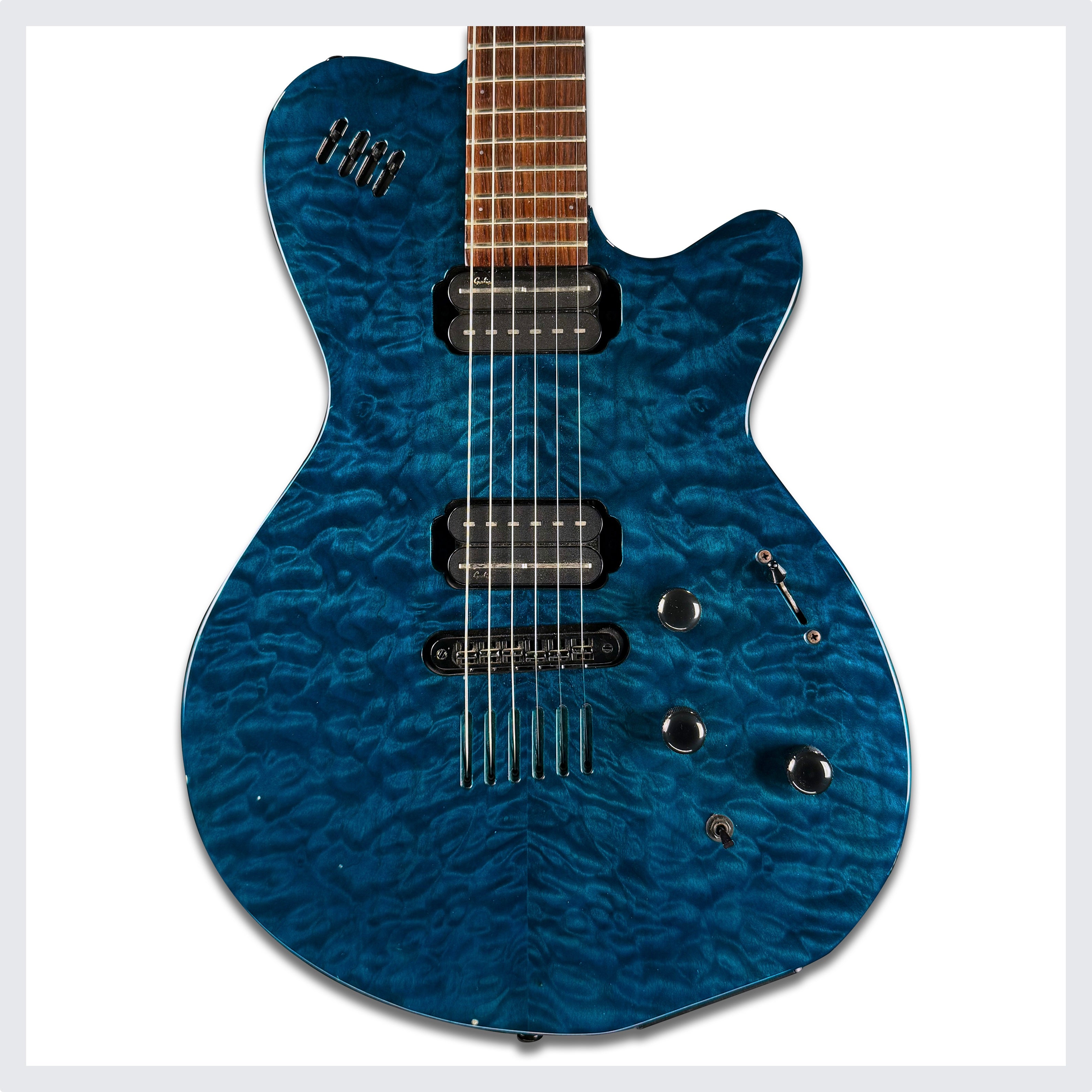 Godin LGXT エレキギター ブルー ギグバッグ付き ピエゾ出音不良あり。 LGXT Trans Blue Flame Godin エレクトリックギター その他のボディー