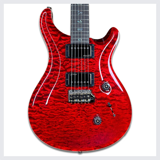 PRS Custom 24 "Artist Top" Wood Library Quilt | Red Tiger/Jewel Apple Metallic Back