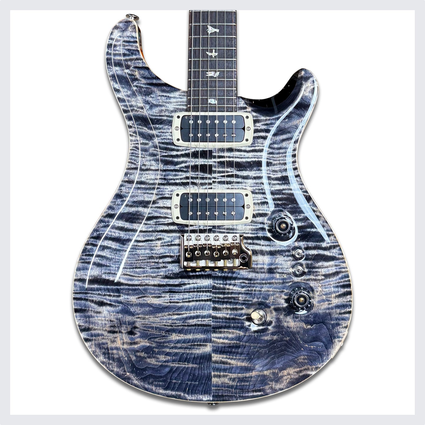 PRS Custom 24-08 Sprayer's Choice | Faded Indigo/Charcoal with Silver Microburst Back